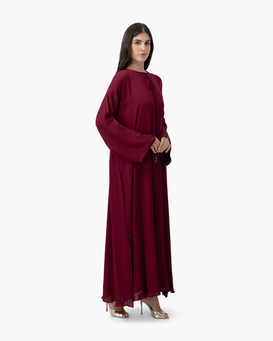 Silk Golden Kaftan - Ruby
