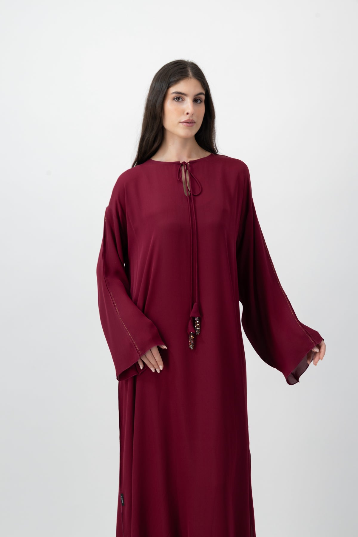 Silk Golden Kaftan in Ruby by GREI