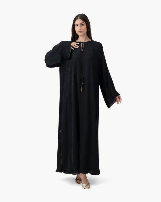 Silk Golden Kaftan - Black