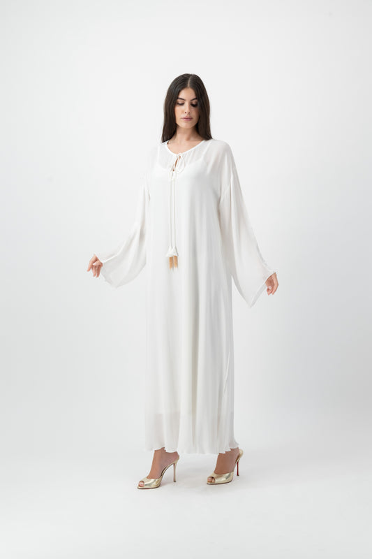 Silk Golden Kaftan in White by GREI