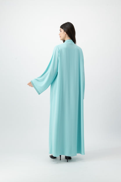 Crepe Crochet Trim abaya in Island Paradise by GREI