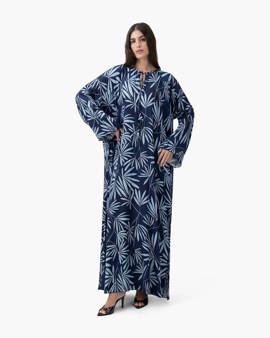 Printed Kaftan - Navy Palm