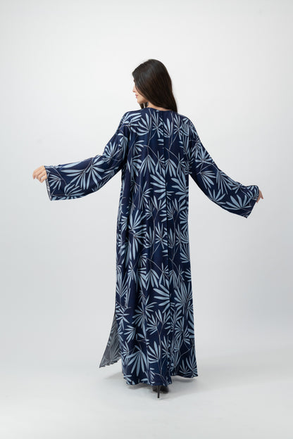 Printed Kaftan in Navy Palm by GREI