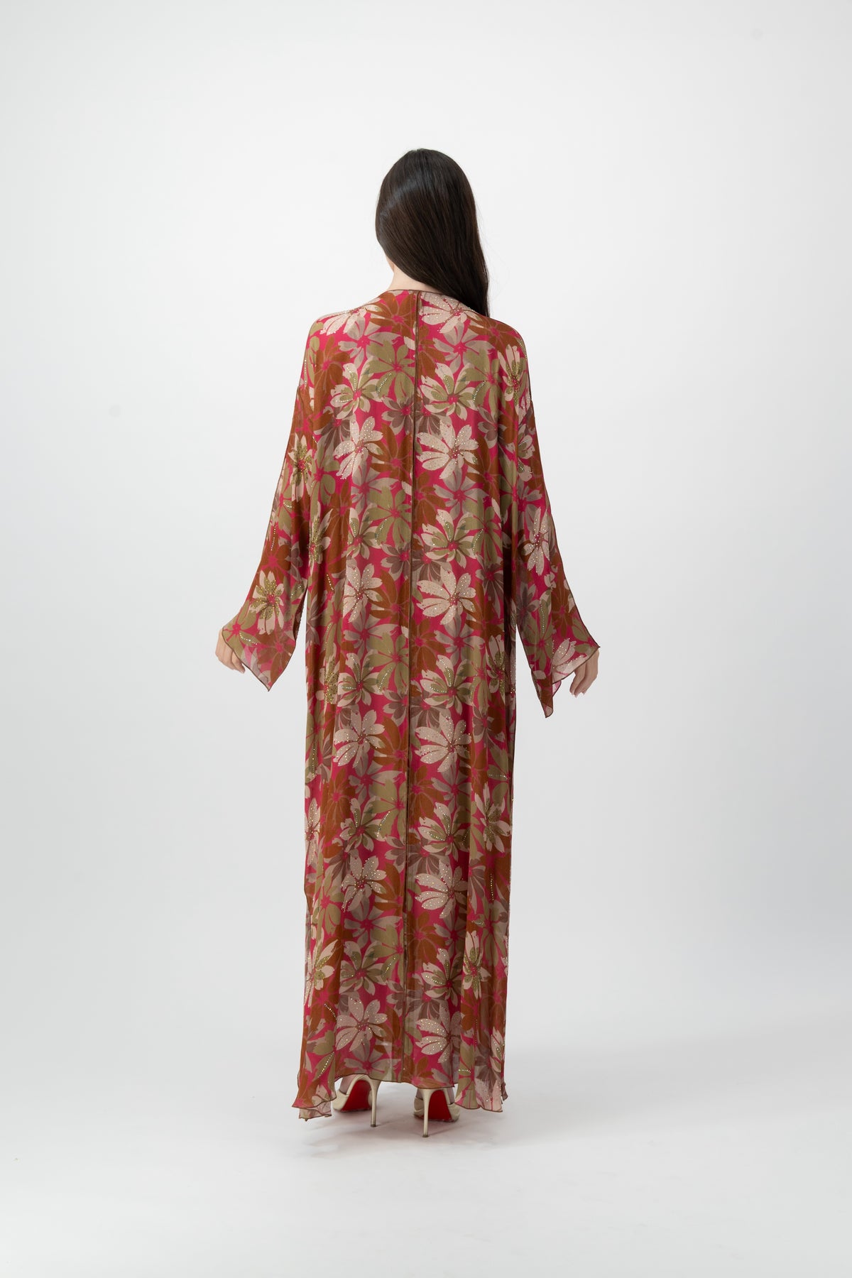 Printed Kaftan in Fuchsia Petal by GREI