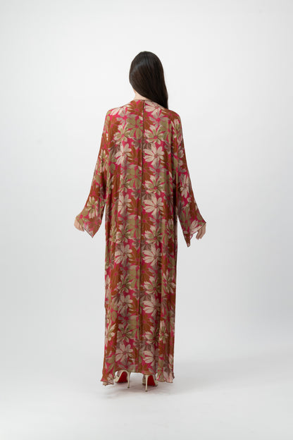 Printed Kaftan in Fuchsia Petal by GREI