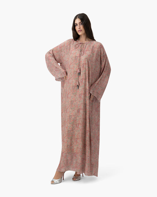 Printed Kaftan - Coral Paisley