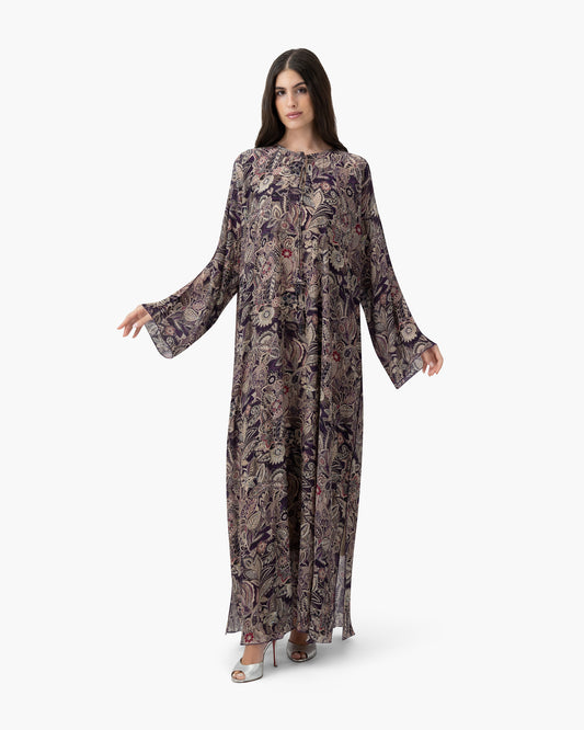 Printed Kaftan - Plum Garden