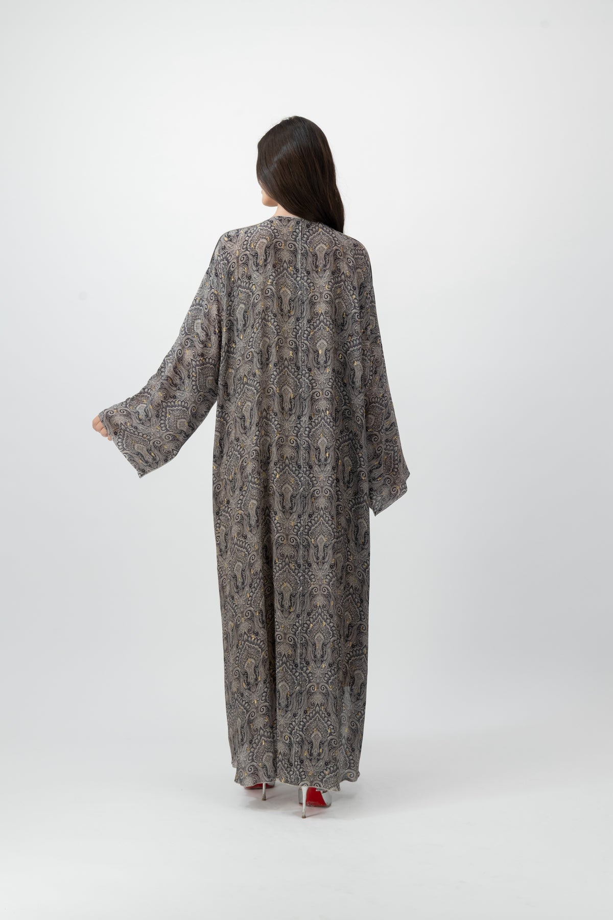 Silk Crystal Kaftan in Smoke Paisley print by GREI