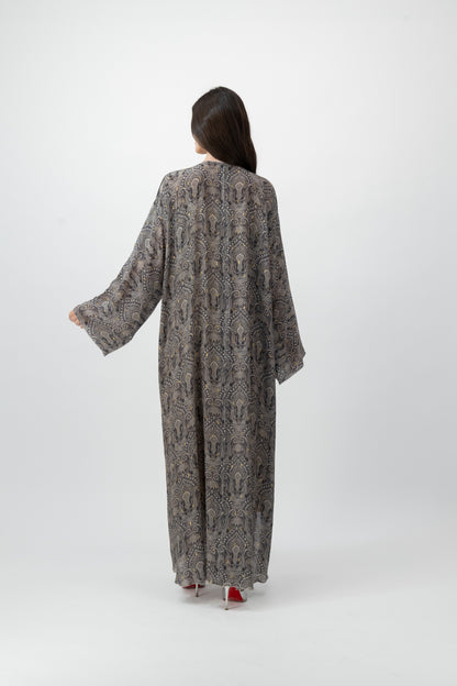 Silk Crystal Kaftan in Smoke Paisley print by GREI