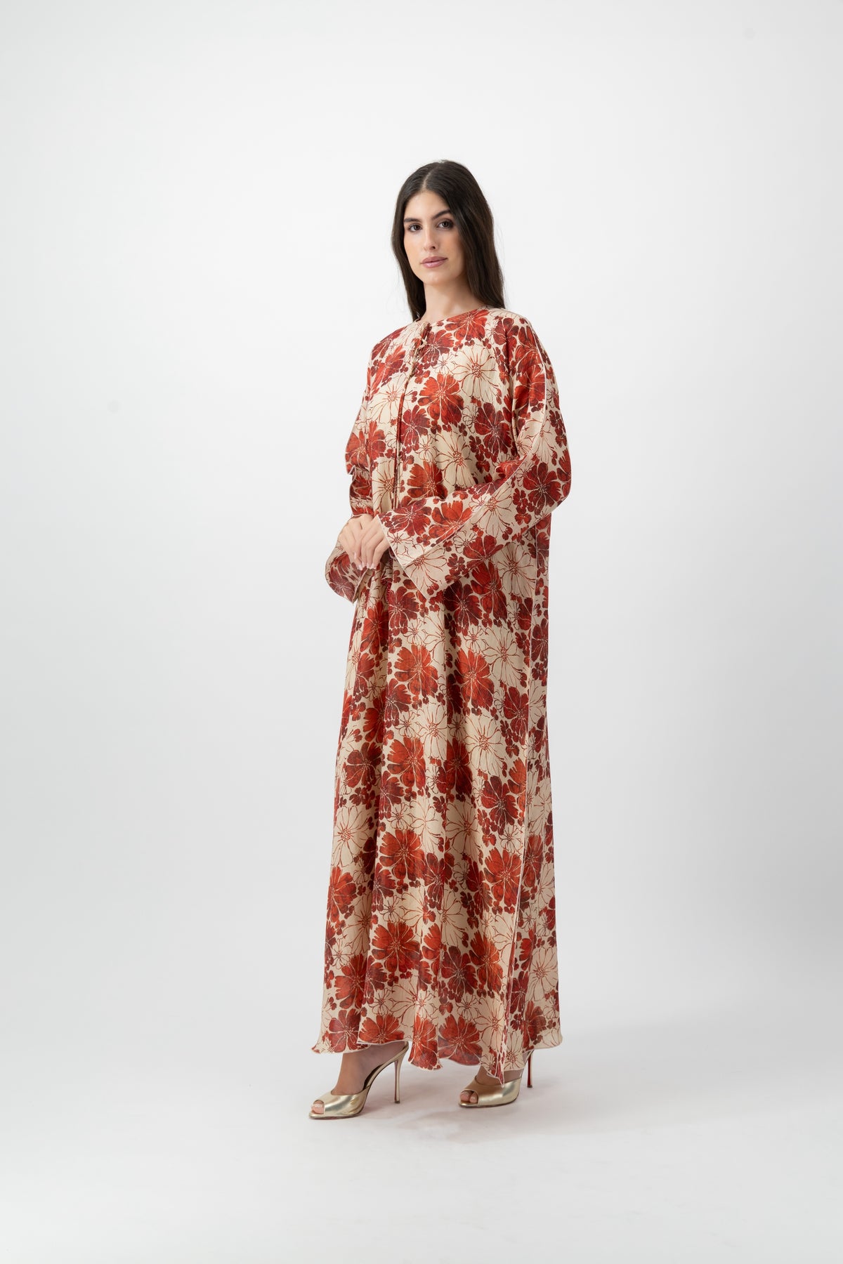 Printed Kaftan in Red Daisy by GREI
