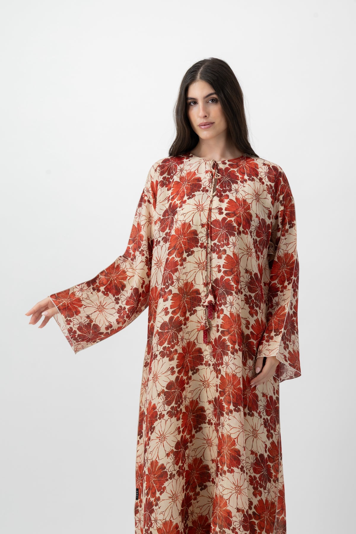 Printed Kaftan in Red Daisy by GREI