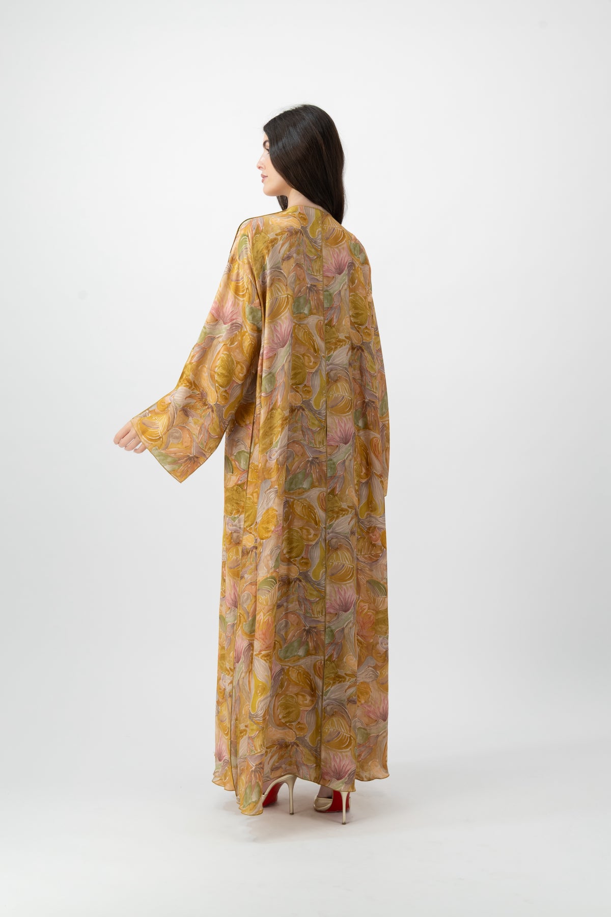 Silk Crystal Kaftan in Watercolour Garden print by GREI