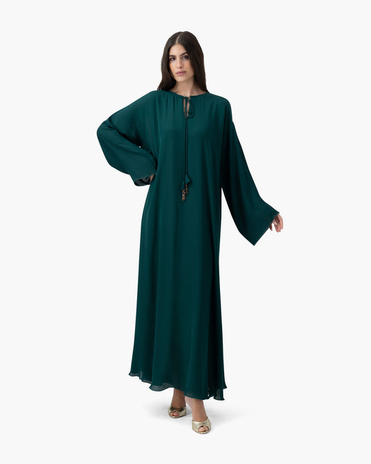 Silk Golden Kaftan - Green