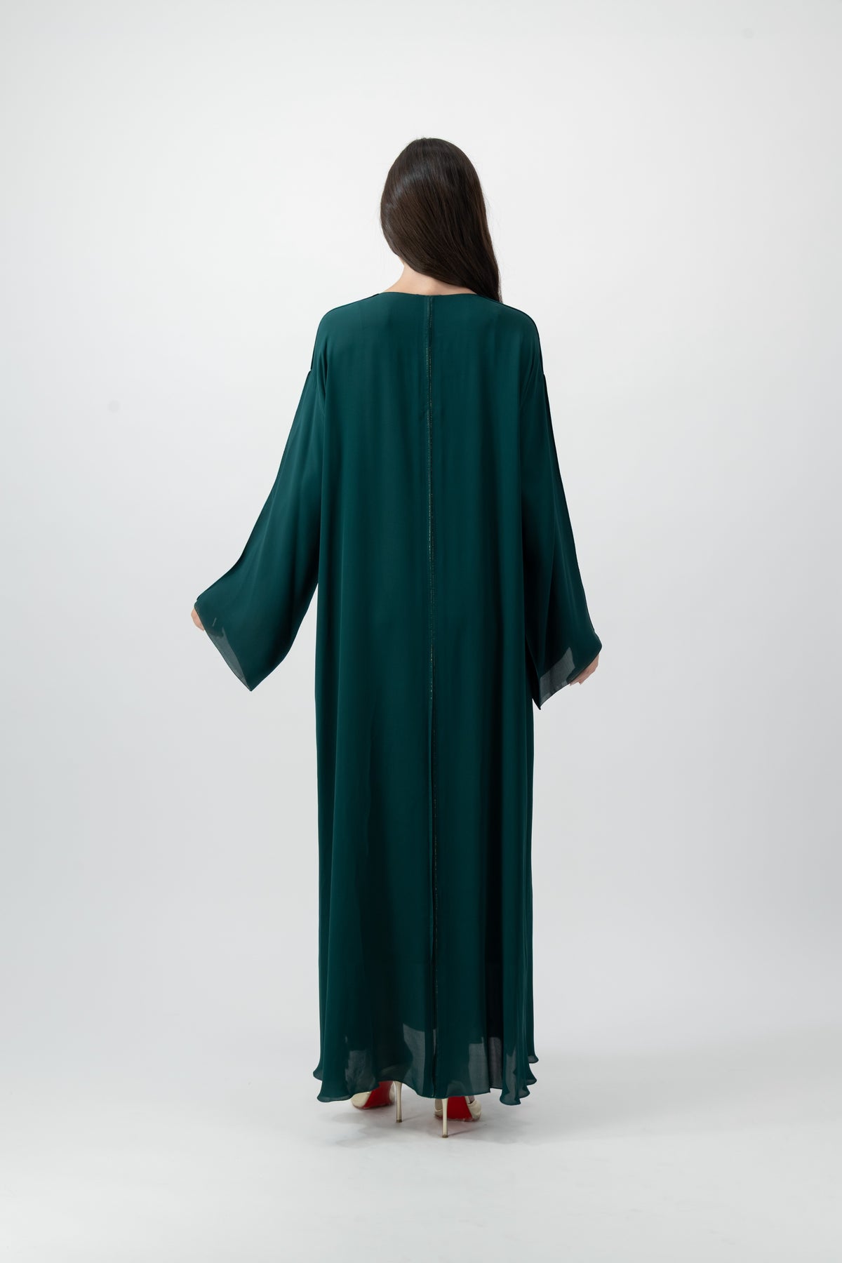 Silk Golden Kaftan in Green by GREI