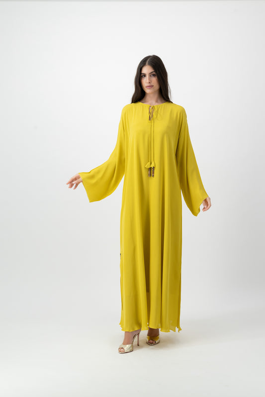 Silk Golden Kaftan in Yellow by GREI