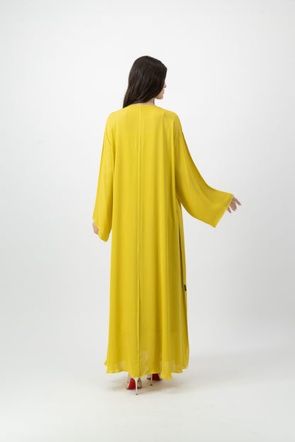 Silk Golden Kaftan in Yellow by GREI