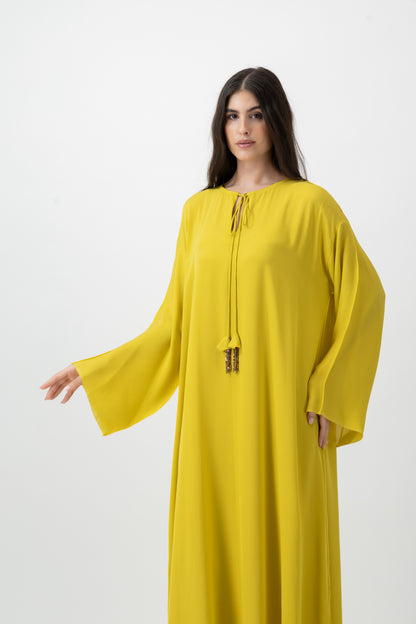 Silk Golden Kaftan in Yellow by GREI