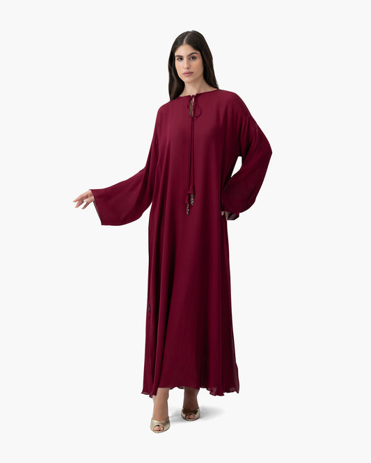 Silk Golden Kaftan - Ruby