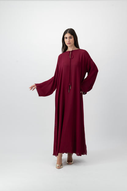 Silk Golden Kaftan in Ruby by GREI