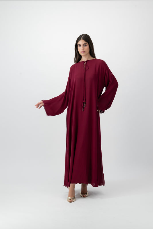 Silk Golden Kaftan in Ruby by GREI