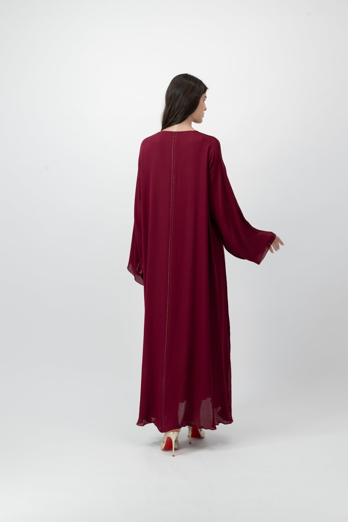 Silk Golden Kaftan in Ruby by GREI