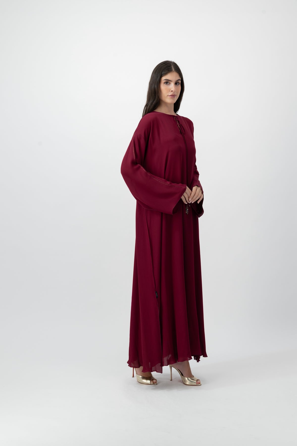 Silk Golden Kaftan in Ruby by GREI