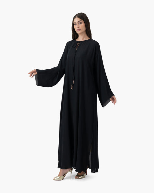 Silk Golden Kaftan - Black