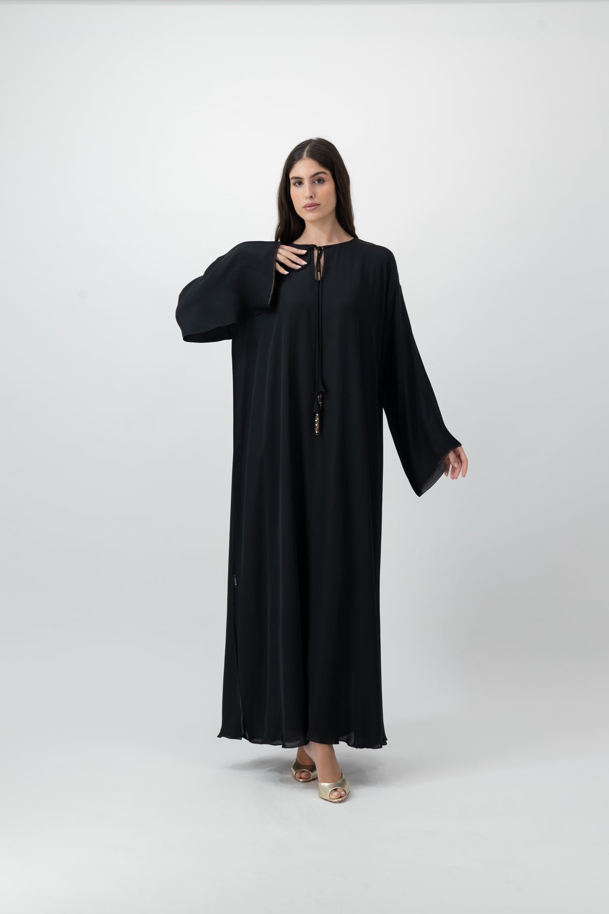 Silk Golden Kaftan in Black by GREI