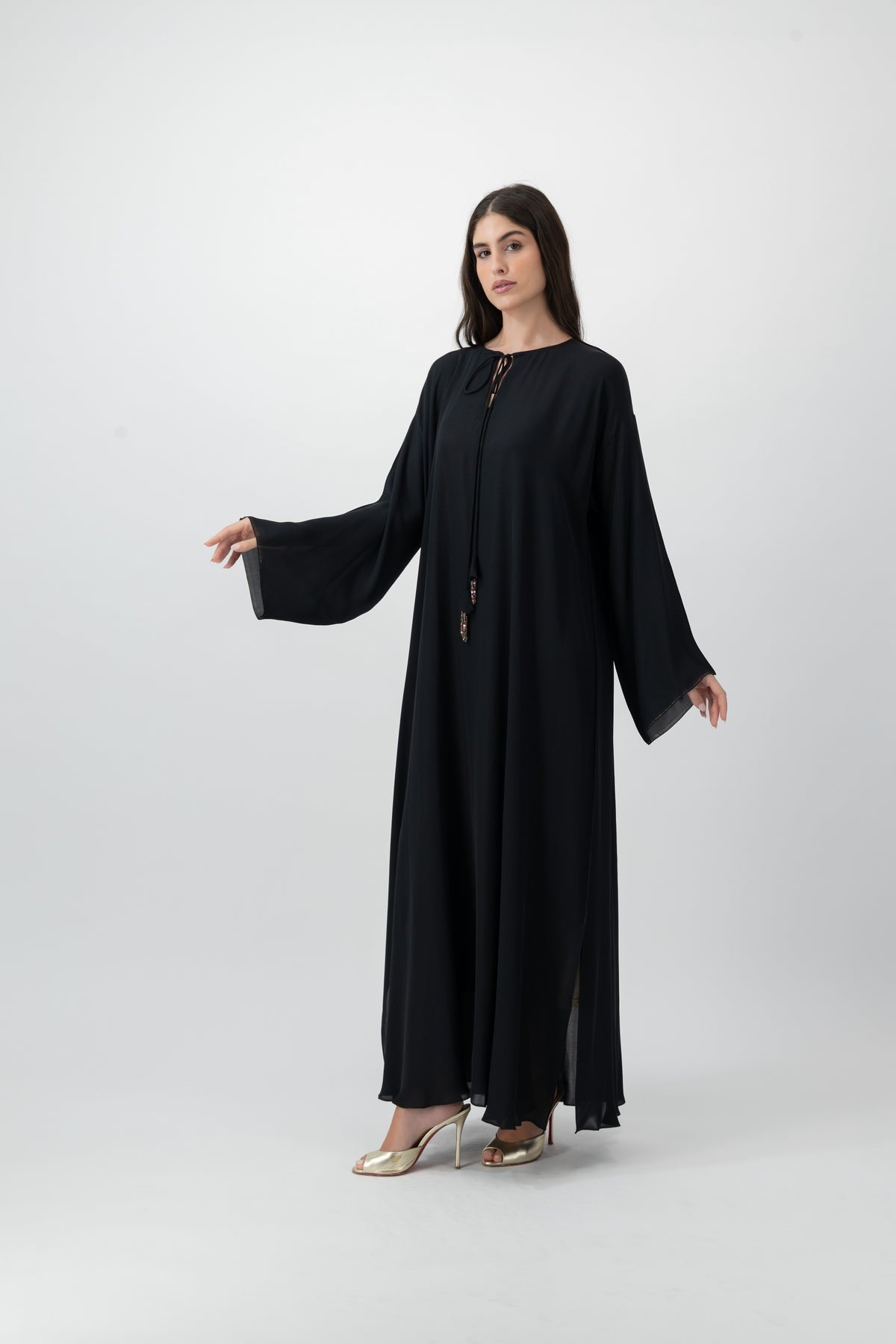 Silk Golden Kaftan in Black by GREI
