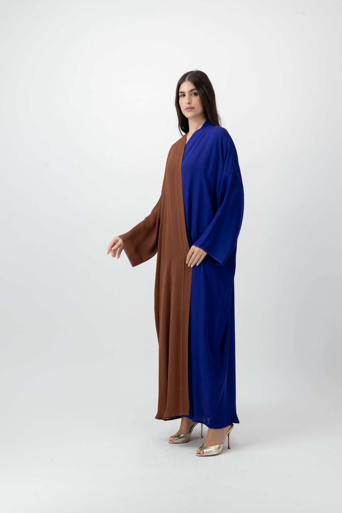 Silk Golden bisht abaya in Picante & Purple by GREI