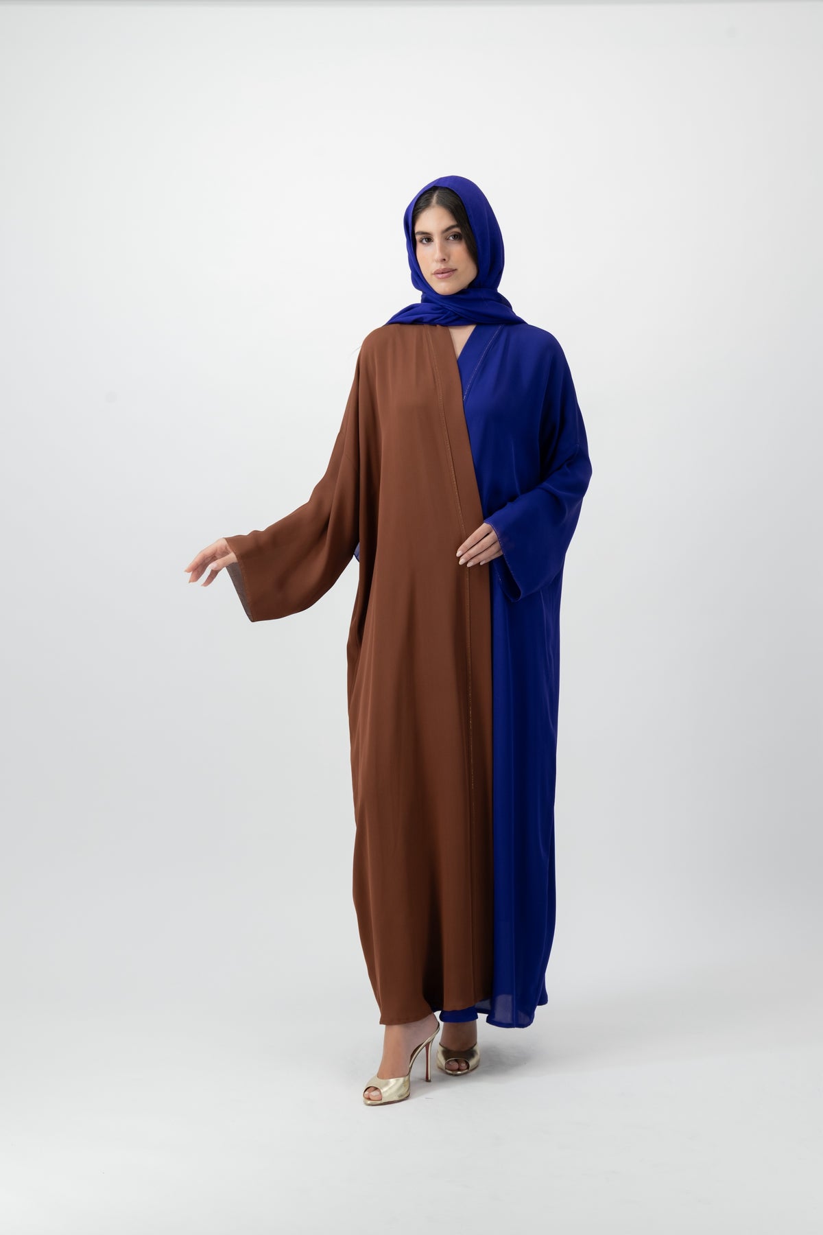 Silk Golden bisht abaya in Picante & Purple by GREI