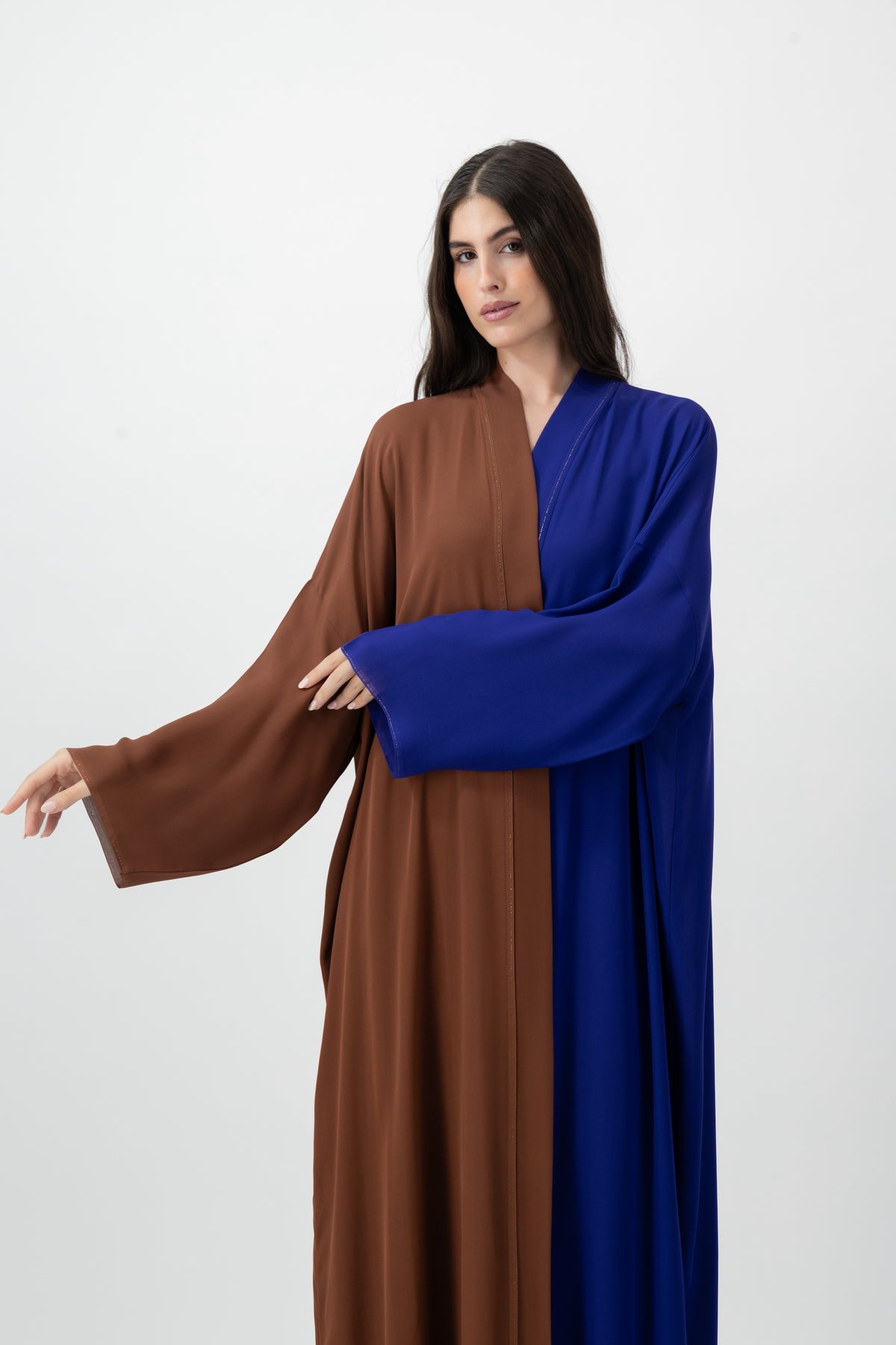Silk Golden bisht abaya in Picante & Purple by GREI