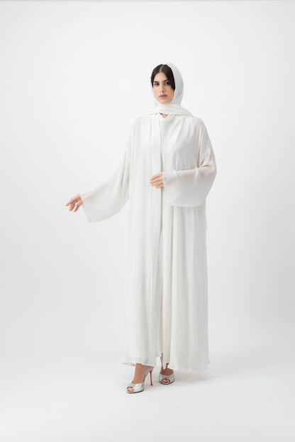 Silk Golden bisht abaya in White by GREI