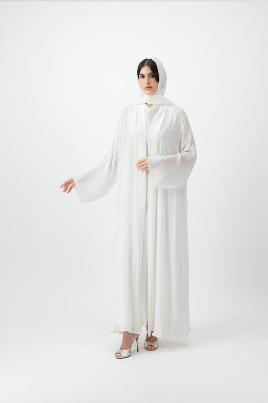 Silk Golden bisht abaya in White by GREI