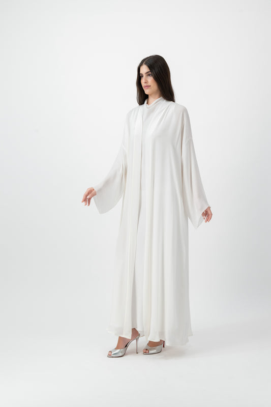 Silk Golden bisht abaya in White by GREI