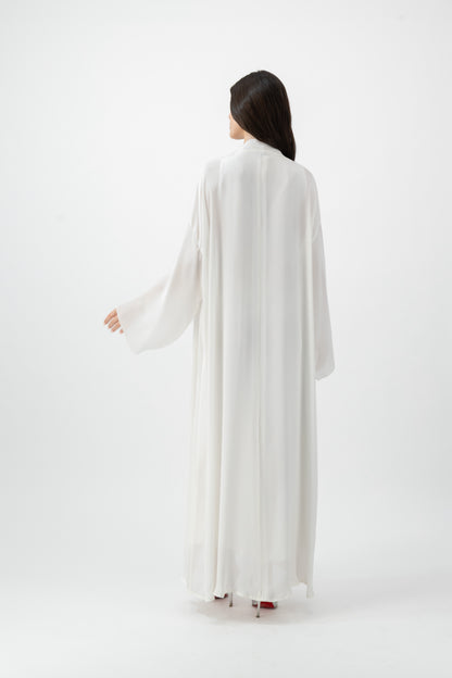 Silk Golden bisht abaya in White by GREI