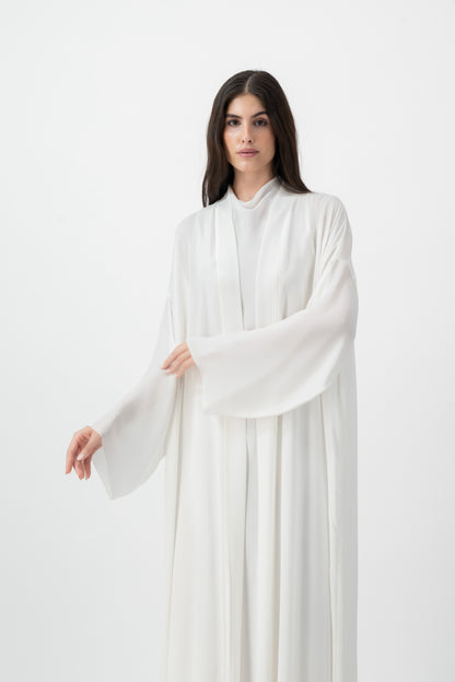 Silk Golden bisht abaya in White by GREI