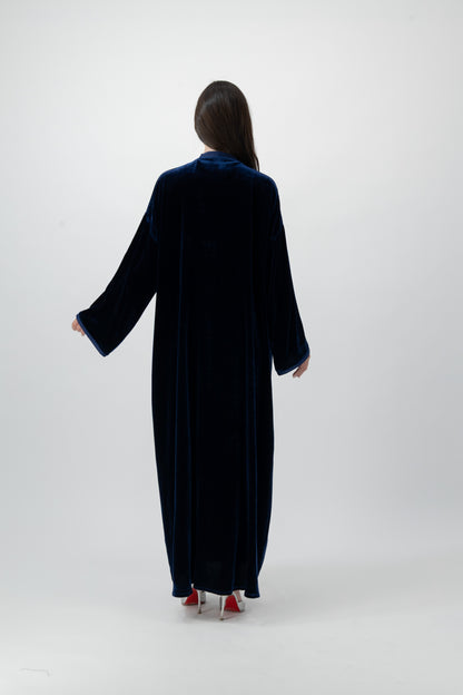 Velvet bisht abaya in Blue by GREI