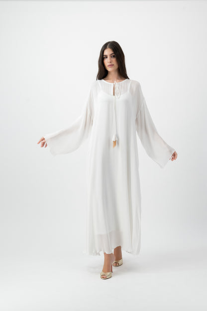 Silk Golden Kaftan in White by GREI
