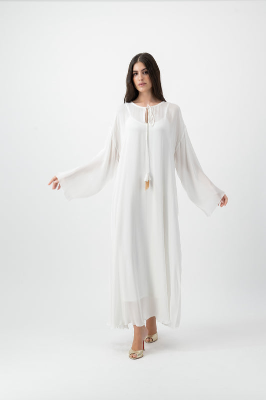 Silk Golden Kaftan in White by GREI