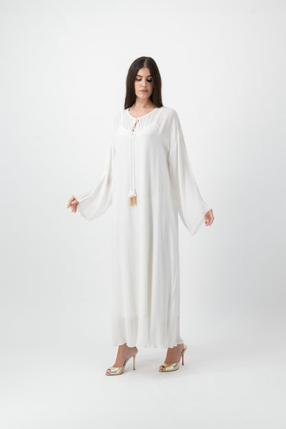 Silk Golden Kaftan in White by GREI
