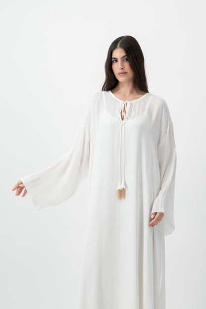 Silk Golden Kaftan in White by GREI