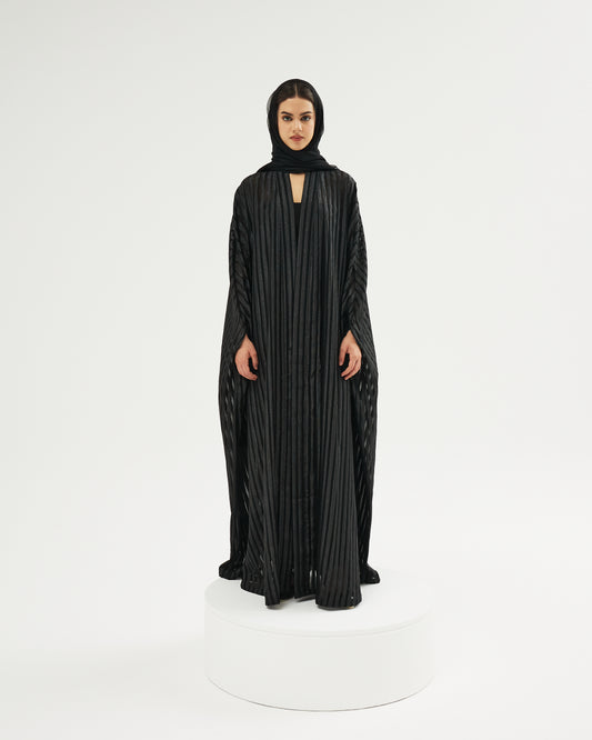 Occasional Abaya - Silver Shimmer Striped